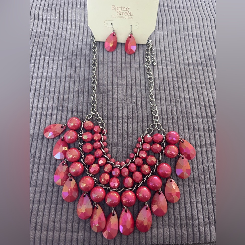 Spring Street Pink Necklace Bold Statement Jewelry 59